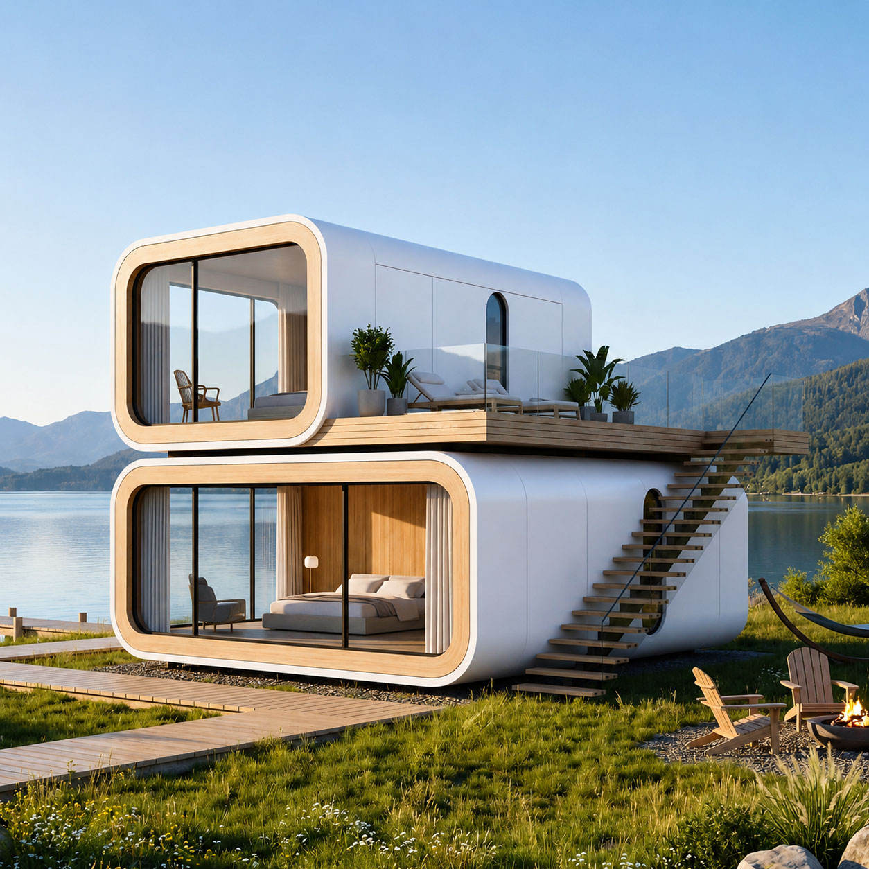 Villa capsule de deux étages ( Série de logements pour vaisseaux spatiaux )